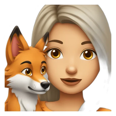 Loup avec un renard qui on u un bébé loup et renard sticker