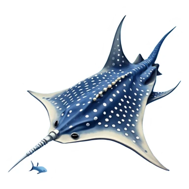 Spotted eagle ray fish with long stinger viewed from above sticker