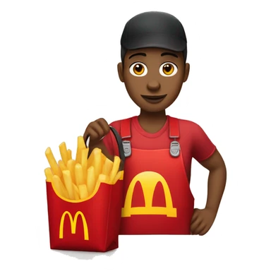 white skin mcdonalds worker putting the fries in the bag sticker