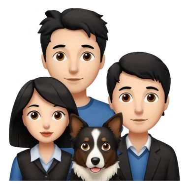man and woman and Black colour hair Border collie with Brown eyes and a stout on the nose sticker