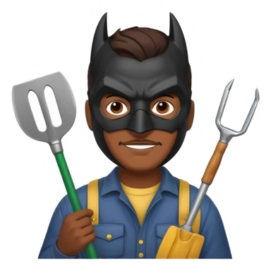 gardener with brown skin and batman mask sticker