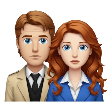 Matt Ryan as Constantine & and Long wavy auburn haired woman BLUE eyes sticker
