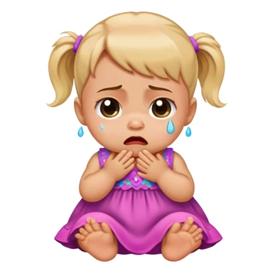 crying baby in colorful dress sticker