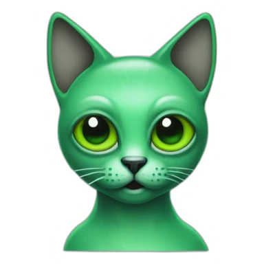 green alien cat black eyes antenna sticker