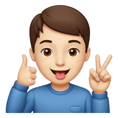 Looking satisfied and putting together your thumb and pointer finger happy tounge out sticker