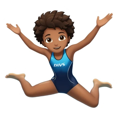 A young person leaps boldly into a sparkling pool named “Confidence,” arms wide, surrounded by skilled divers mid-air. Though less experienced, their fearless energy shines, symbolizing the courage to grow alongside greatness. sticker