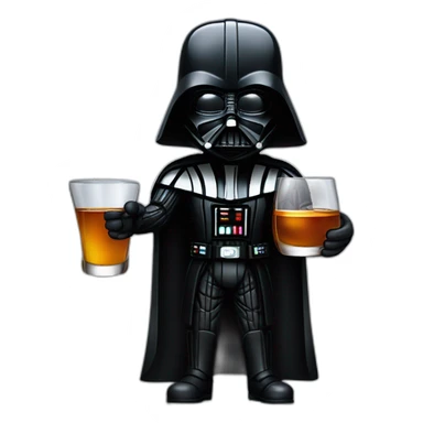 Darth Vader with a scotch whiskey glass in his right hand sticker