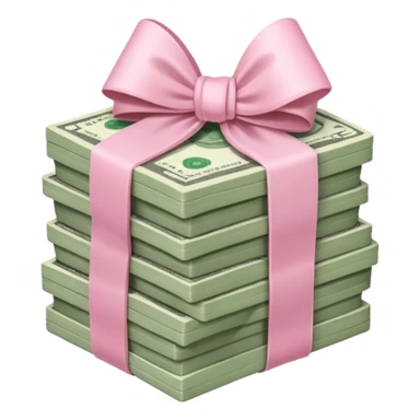 stack of money with light pink bow around it sticker