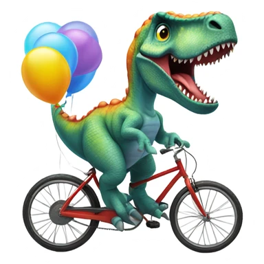 Dinosaur riding bike with balloon sticker