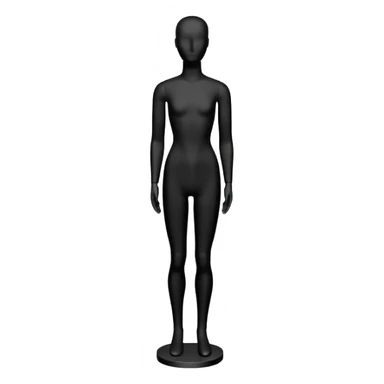 Minimalistic flat vector icon, iOS style, thin black contour on white background. Matte black mannequin in front of in 3D monochrome style. sticker