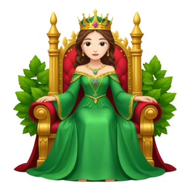 The Empress tarot card emoji inspired by Rider Waite Smith deck, regal woman on throne, surrounded by nature, concise and colorful sticker