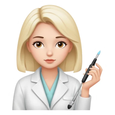 girl cosmetologist, thoughtful expression, soft colors, beauty clinic vibe thinking pose sticker