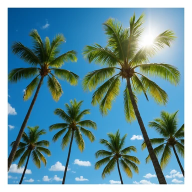 sunny sky photo with palm trees sticker