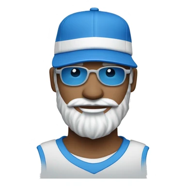 Homme de couleur blanche avec une petite barbe naissante portant des lunettes bleues , une casquette bleu , un survêtement Jordan bleu et des baskets bleues  sticker