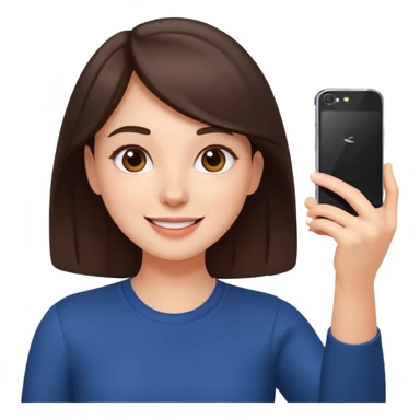 happy and energetic Brunette Girl taking selfie with her phone sticker