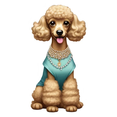 Poodle wearing vintage dress jewelry  sticker