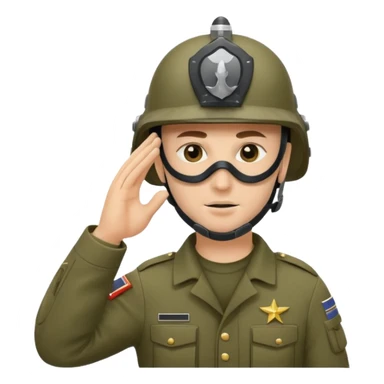 Soldier saluting with helmet + mask sticker