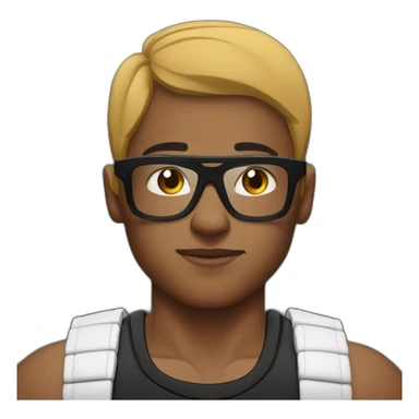 Boy Sri lankan MMA fighter with glases black and lisse hairwhit a boxer potition sticker