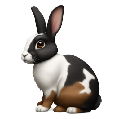 Harlequin rabbit breed black and dark brown sitting sticker