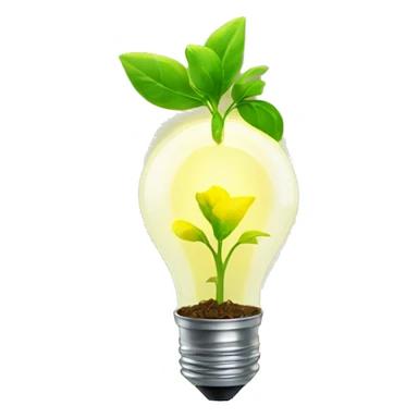 a plant sprout inside a yellow glowing idea lightbulb sticker