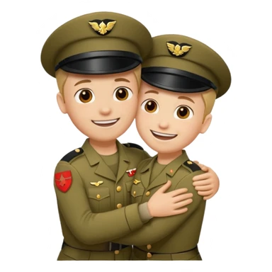 dos soldados dando es un abrazo de solidaridad de fraternidad sticker