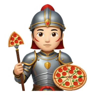 chinese ancient warrior with pizza sticker