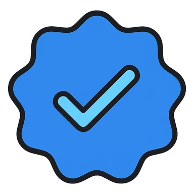 Instagram blue tick verification badge, clean and modern, suitable for use as an icon or emoji, no text, transparent background sticker