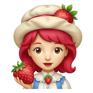 Vintage cartoon character strawberry shortcake hold a strawberry on her hand sticker