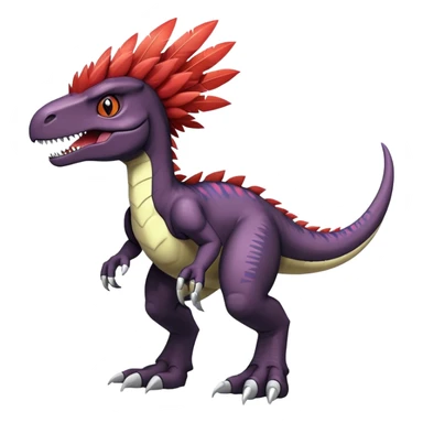 Dark Furry feather-mane Cool Edgy shiny Digimon-Fakemon-Guilmon-Velociraptor-Dinosaur full body   sticker