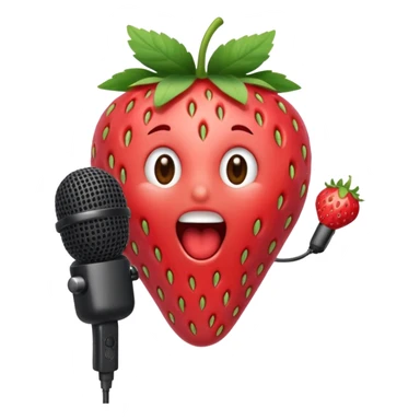 Strawberry with microphone singing loudly sticker