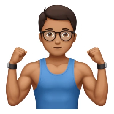 Male core muscles white dark brown hair round glasses sticker