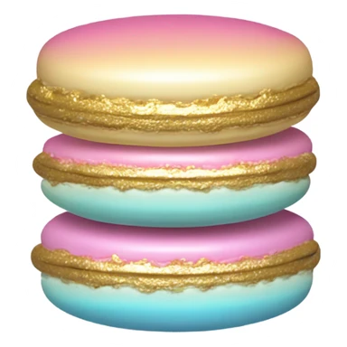 Realistic pastel ombre macaron with shiny metallic gold filling in the center. sticker
