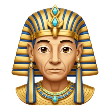 An aging pharaoh with deep wrinkles, elaborate gold jewelry, and a wise commanding gaze.
 sticker