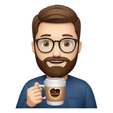 men with bearded with opticals  on holding coffee sticker