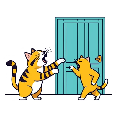 golden cat ￼ yelling at old blind man ￼ sticker
