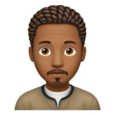 Hazme un emoji de un hombre negro con trenzas cortas (pero no mucho) y una pequeña perilla sin bigote sticker