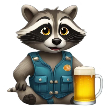 racoon drinking beer sticker