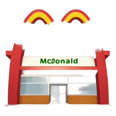 “McDonald’s store with the iconic golden arches, a red and yellow color scheme, and a simple, recognizable design that captures the essence of a fast food restaurant.” sticker