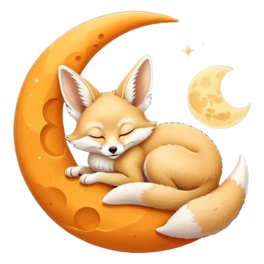 fennec sleeping on a moon sickle  sticker