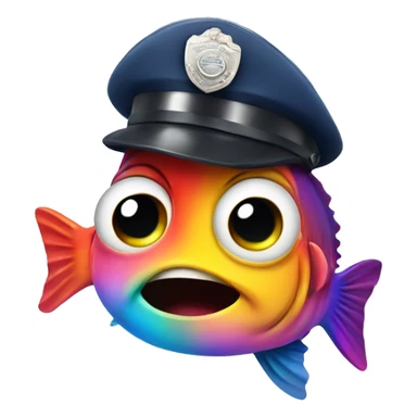 Rainbow police officer fish who look scared  sticker