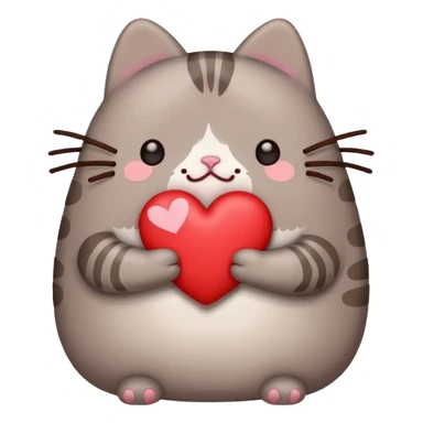 sad pusheen red heard sticker
