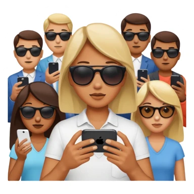 person searching something with iphone and people around sticker