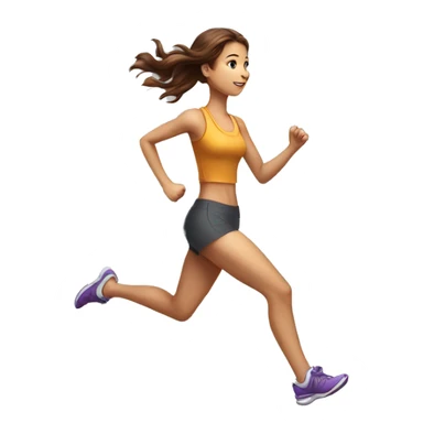 Full length hyperrealistic pencil drawing of a girl with brown hair running on a treadmill sticker