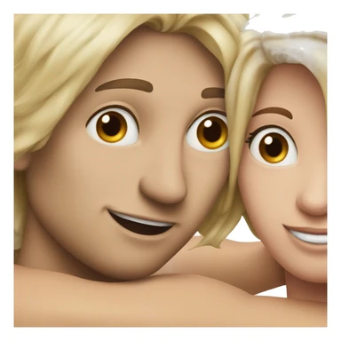 Blonde hair man hug woman with brown hair  sticker
