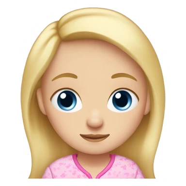 Blonde and blue eyed girl in pink pajamas going to sleep  sticker