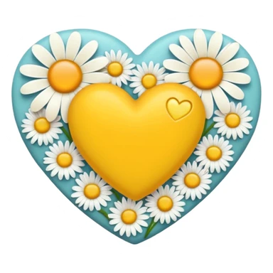 yellow heart with a daisy pattern sticker