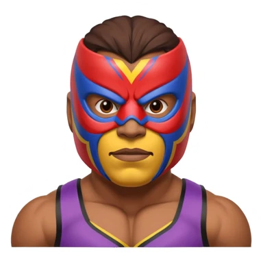 Mexican wrestler portrait, head and shoulders only, colorful luchador mask, muscular collar, confident expression, 3D cartoon, mobile game icon style, clean background, no text, no watermark
 sticker