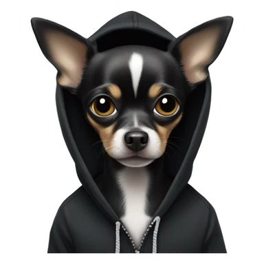 Black chihuahua in a black hoodie  sticker