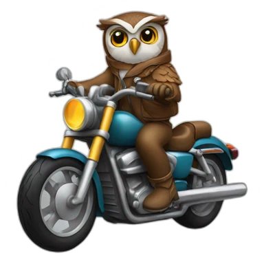 Owl driving a motorcycle sticker