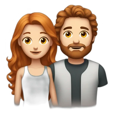 Bearded white man with dark hair and girlfriend with long ginger hair sticker
